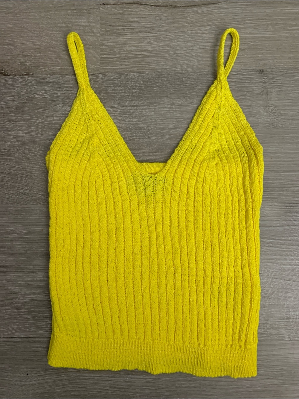 Wild Fable Bright Yellow Ribbed V-Neck Crop Top